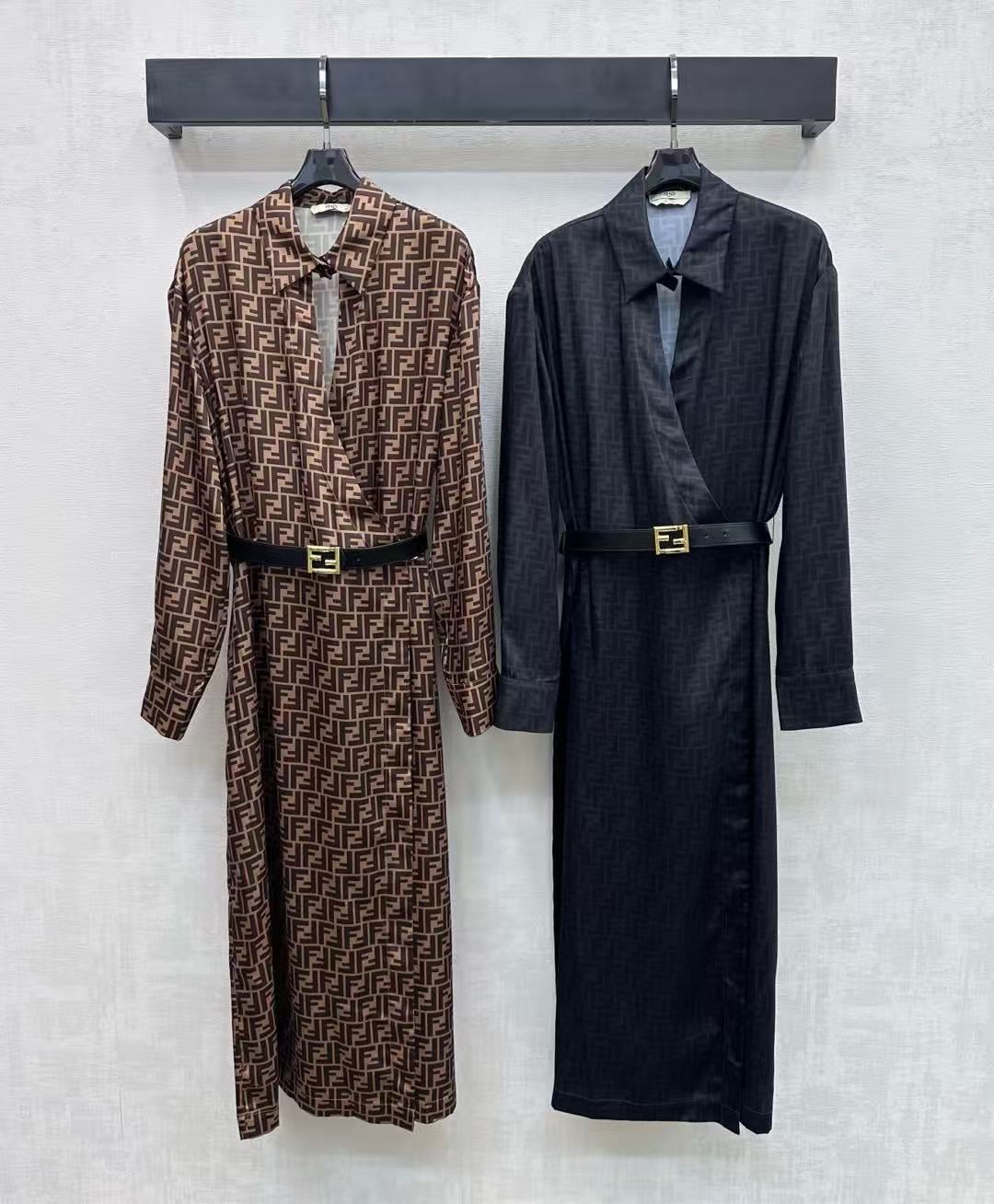 FENDI FF シルクロングスリーブドレス【50％割引+送料無料】