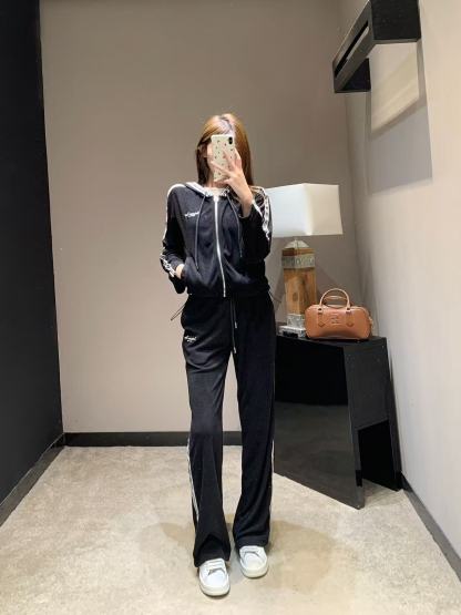 DI0R刺繍入りレタージャケット＋パンツのツーピースセット【50％割引+送料無料】