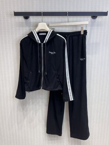 DI0R刺繍入りレタージャケット＋パンツのツーピースセット【50％割引+送料無料】