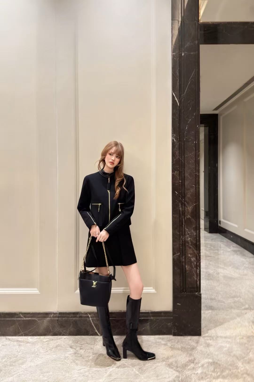 LVジッパージャケット＋スカートのツーピースセット【50％割引+送料無料】