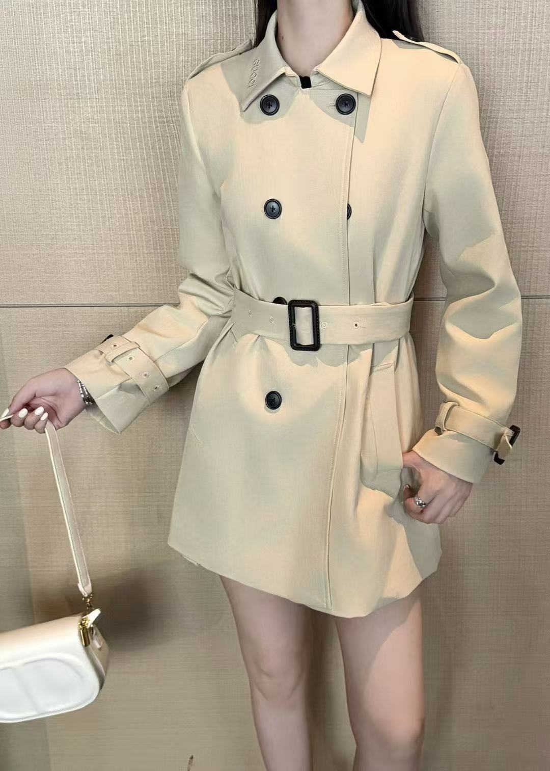 GUCC1 ダブルブレストトレンチコート【50％割引+送料無料】