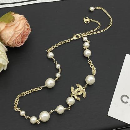 CHANE1 ダブルCパールネックレス【50％割引+送料無料】