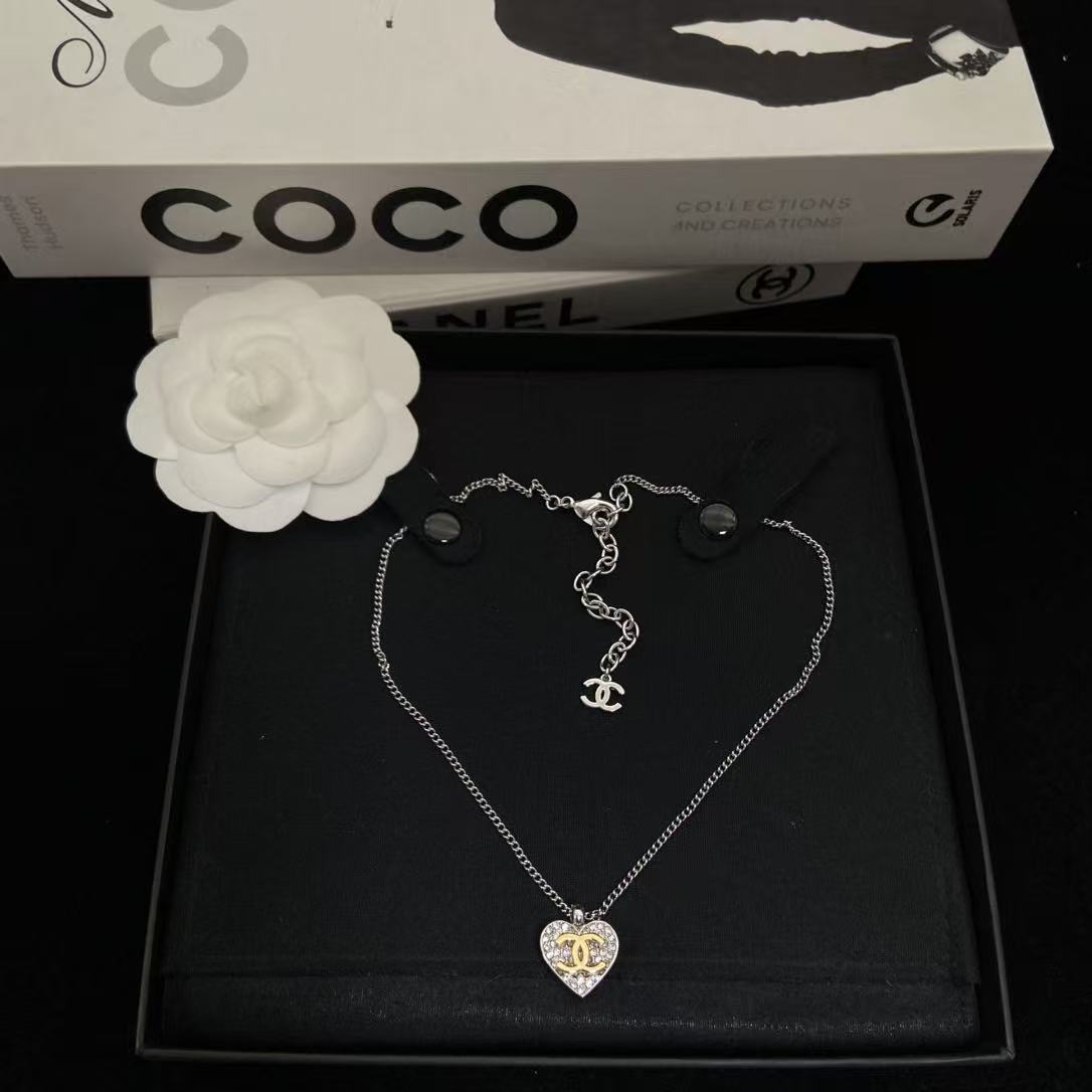 CHANE1 ハートダブルCダイヤモンドネックレス【50％割引+送料無料】