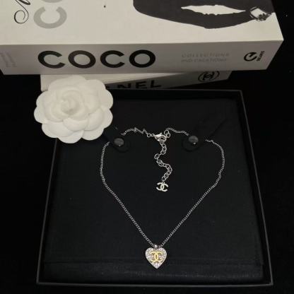 CHANE1 ハートダブルCダイヤモンドネックレス【50％割引+送料無料】
