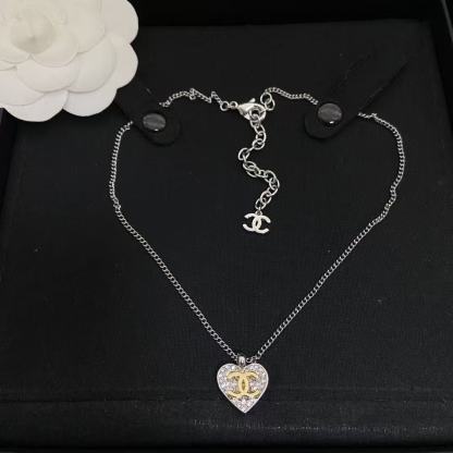 CHANE1 ハートダブルCダイヤモンドネックレス【50％割引+送料無料】