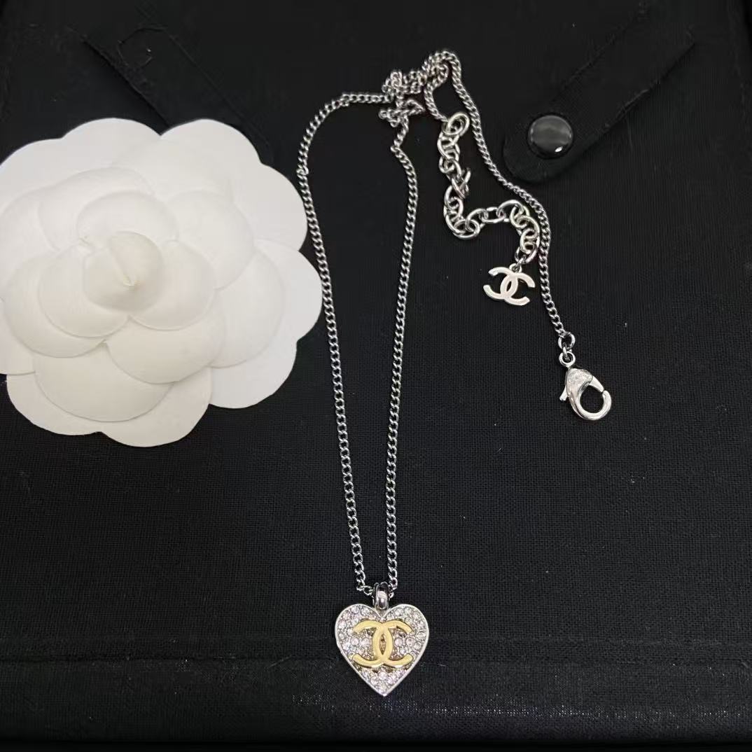 CHANE1 ハートダブルCダイヤモンドネックレス【50％割引+送料無料】