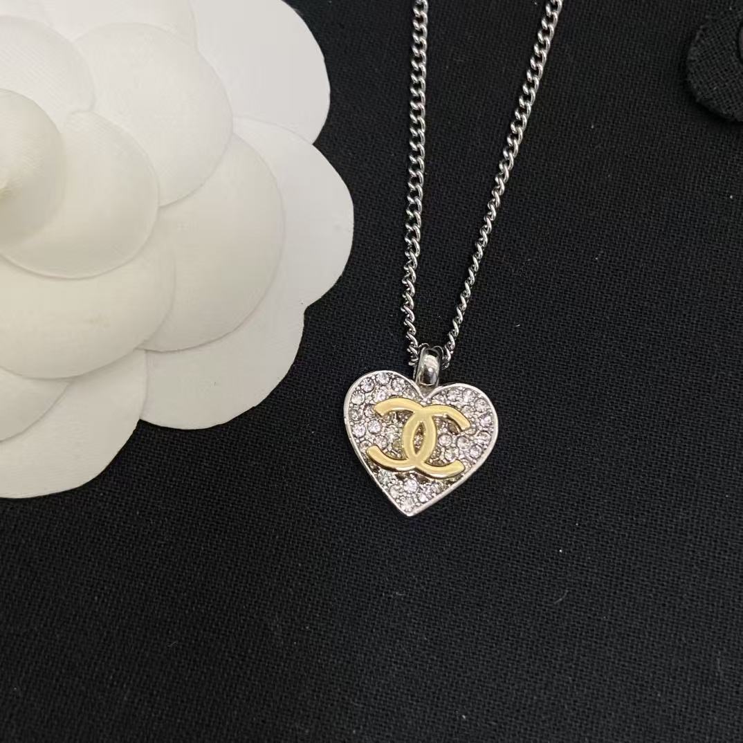 CHANE1 ハートダブルCダイヤモンドネックレス【50％割引+送料無料】