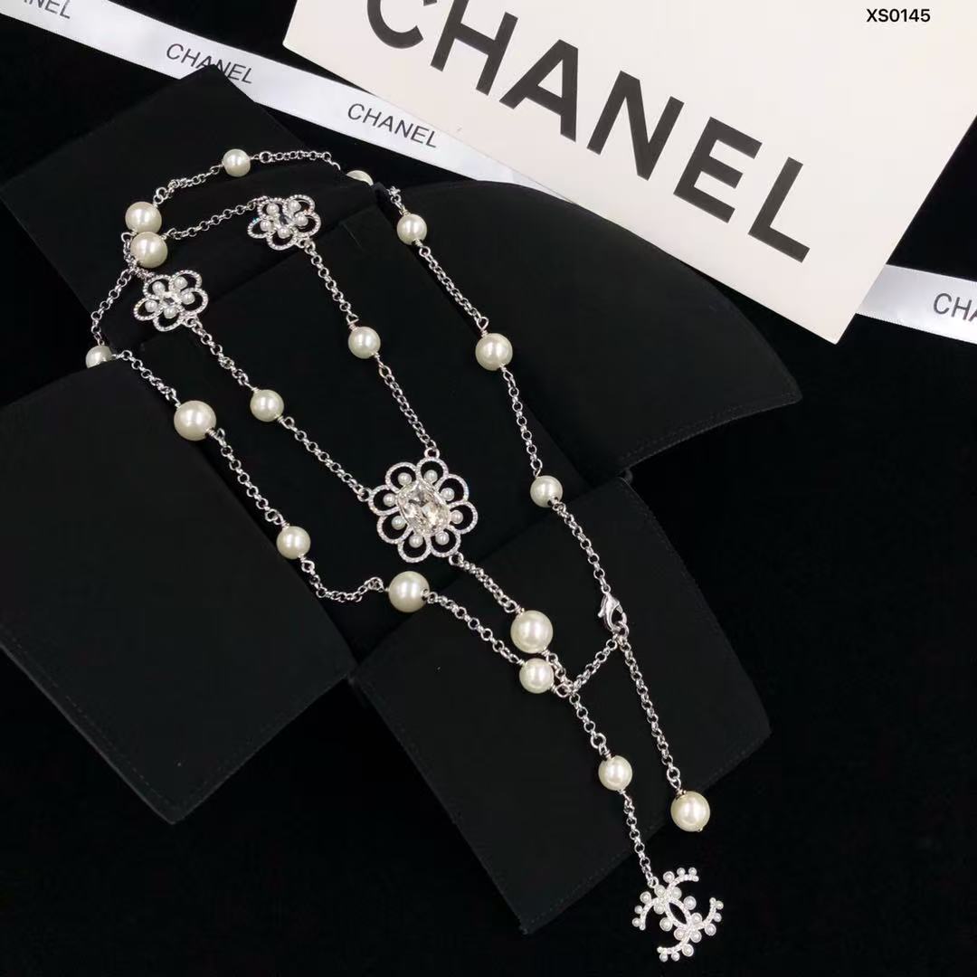 CHANE1 ダブルCパールセーターネックレス【50％割引+送料無料】