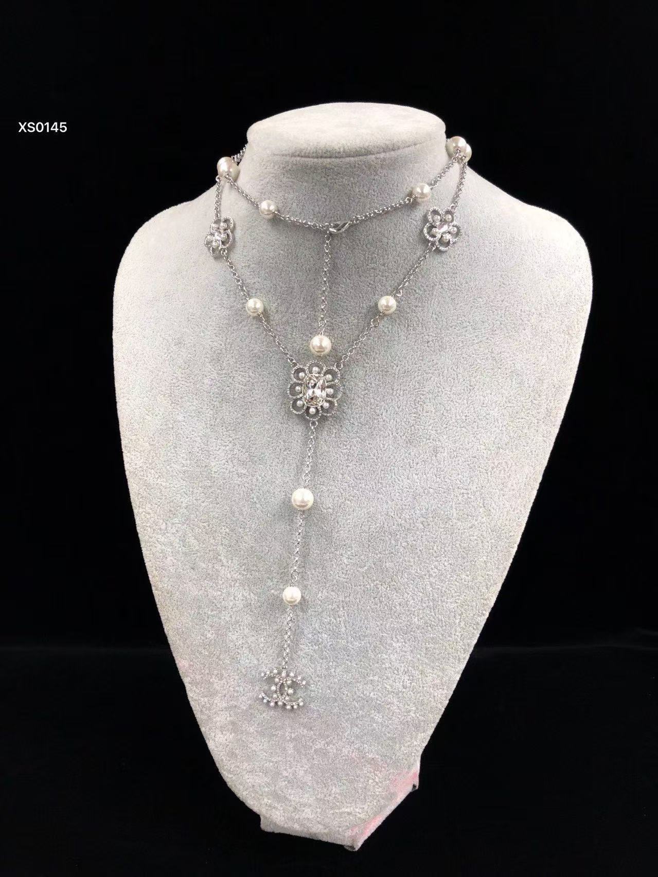 CHANE1 ダブルCパールセーターネックレス【50％割引+送料無料】