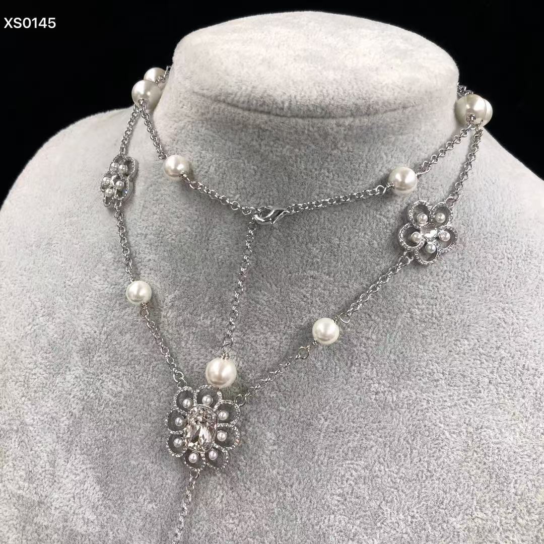 CHANE1 ダブルCパールセーターネックレス【50％割引+送料無料】