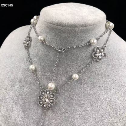 CHANE1 ダブルCパールセーターネックレス【50％割引+送料無料】