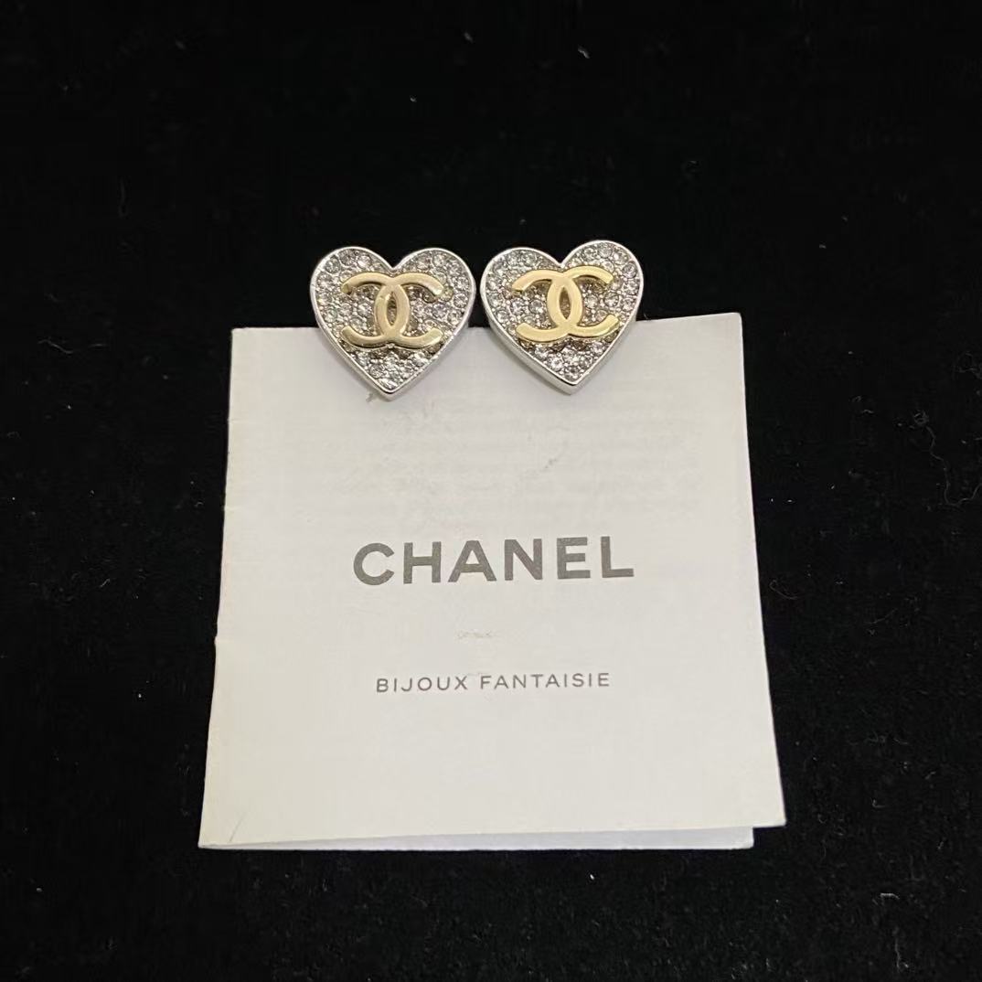 CHANE1 ハートダブルCピアス＋ネックレス ツーピースセット【50％割引+送料無料】