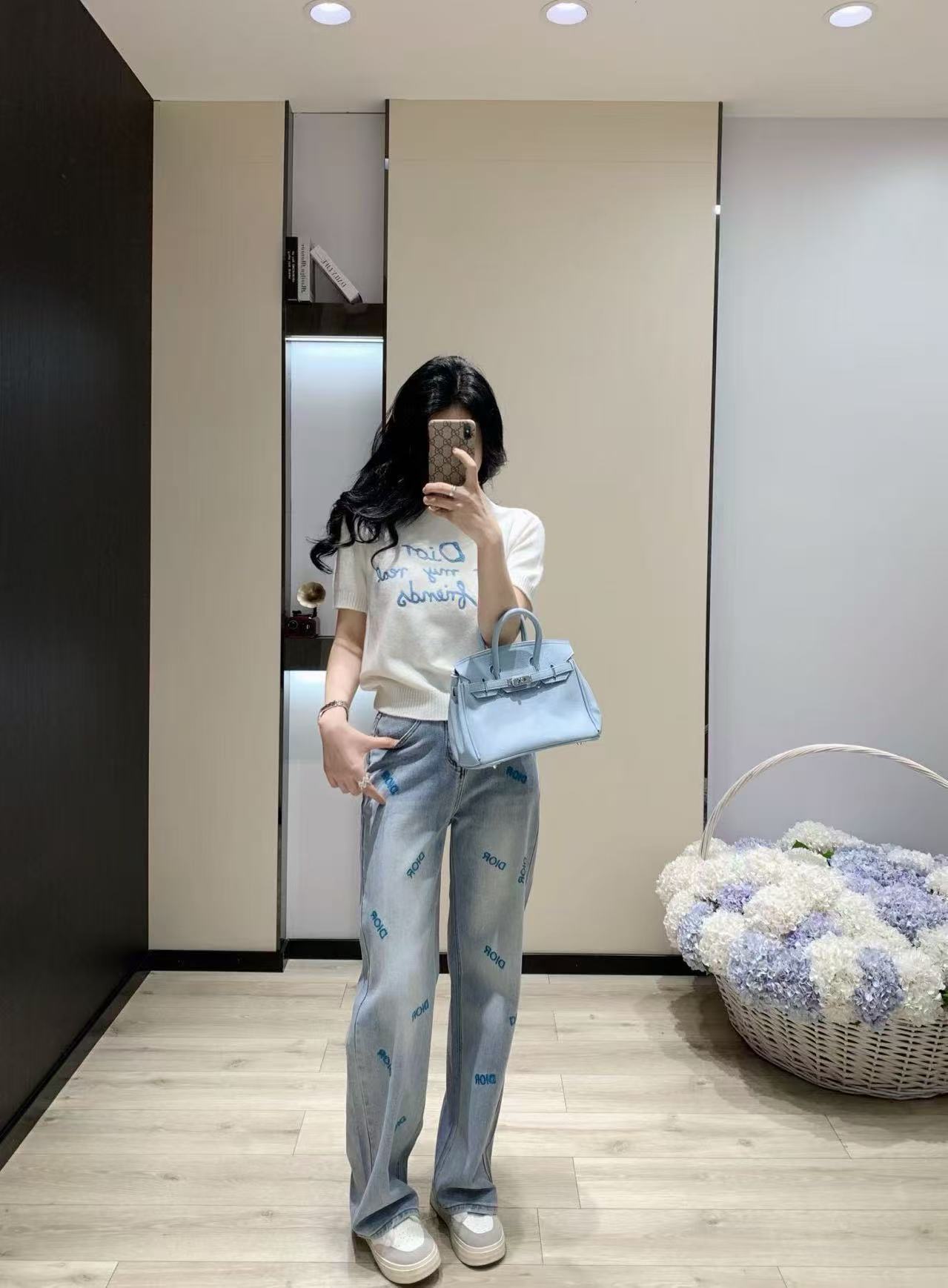 DI0R刺繍入りレタージーンズ【50％割引+送料無料】