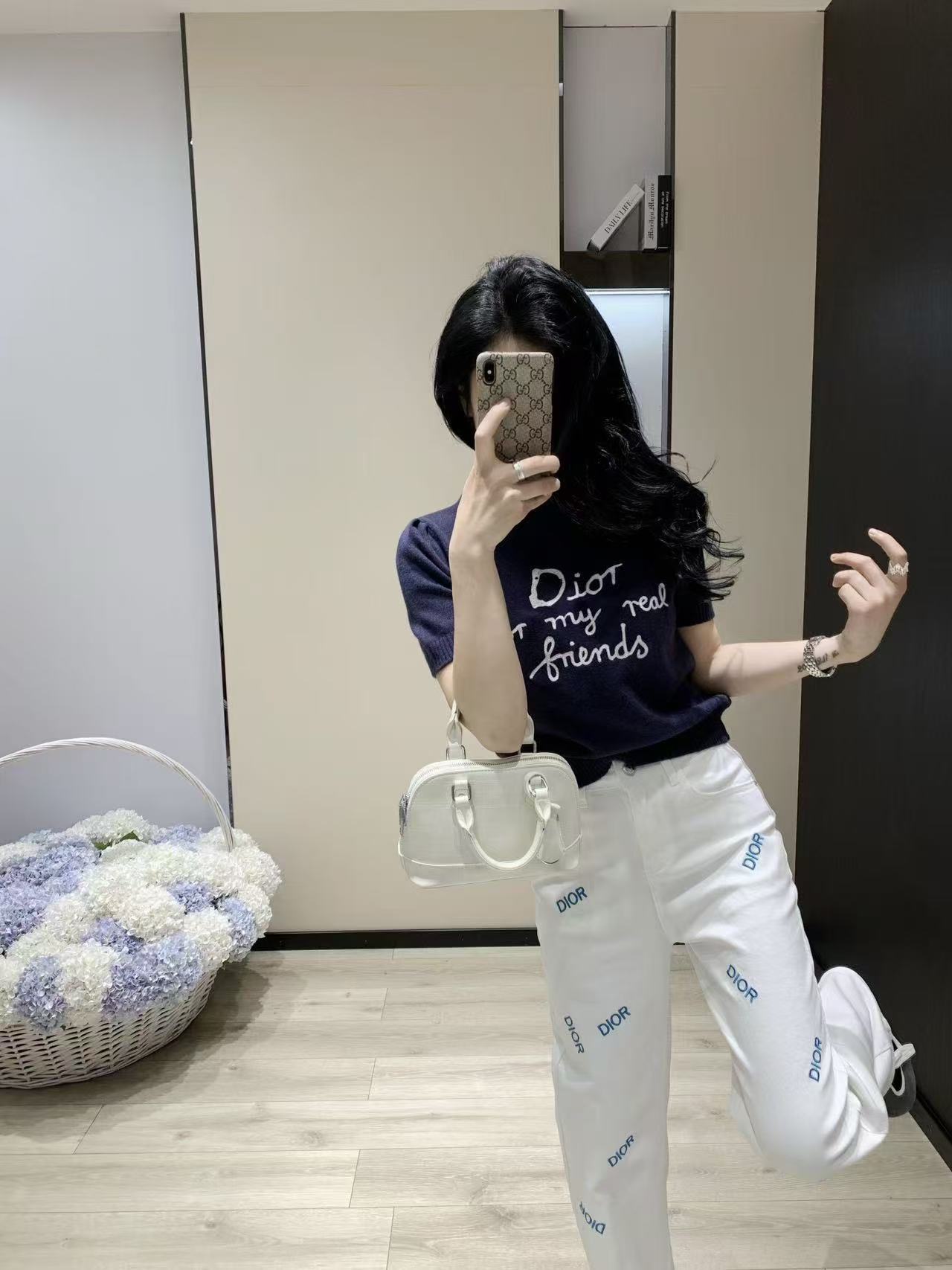 DI0R刺繍入りレタージーンズ【50％割引+送料無料】