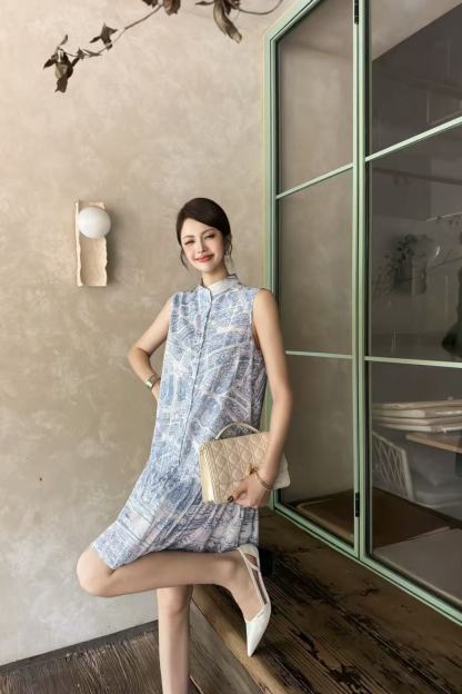 DI0Rプリント柄のノースリーブドレス【50％割引+送料無料】