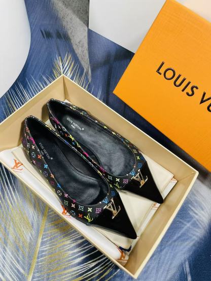 LV高品質プリント牛革フラットシューズ【50％割引+送料無料】