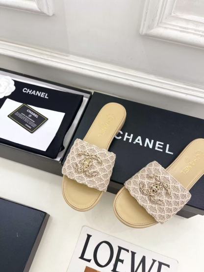 CHANE1 高品質ダブルCチェーンニットフラットシューズ【50％割引+送料無料】