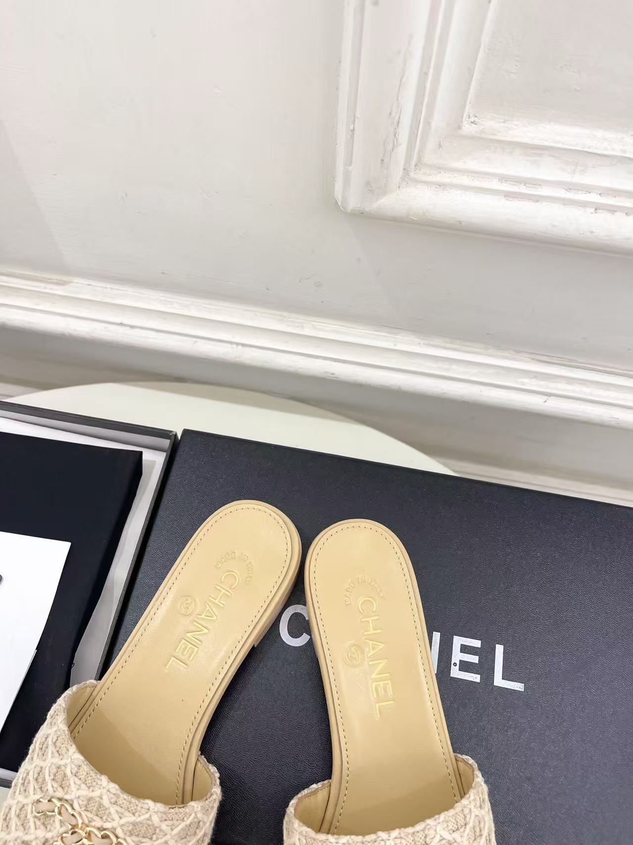 CHANE1 高品質ダブルCチェーンニットフラットシューズ【50％割引+送料無料】