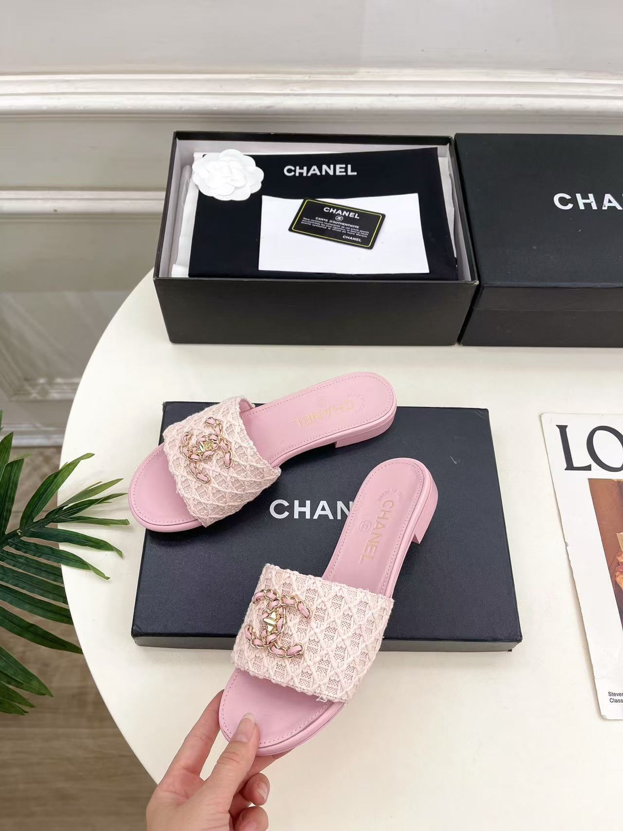 CHANE1 高品質ダブルCチェーンニットフラットシューズ【50％割引+送料無料】