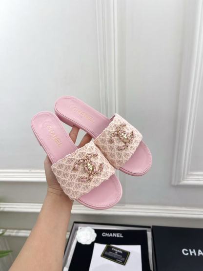 CHANE1 高品質ダブルCチェーンニットフラットシューズ【50％割引+送料無料】