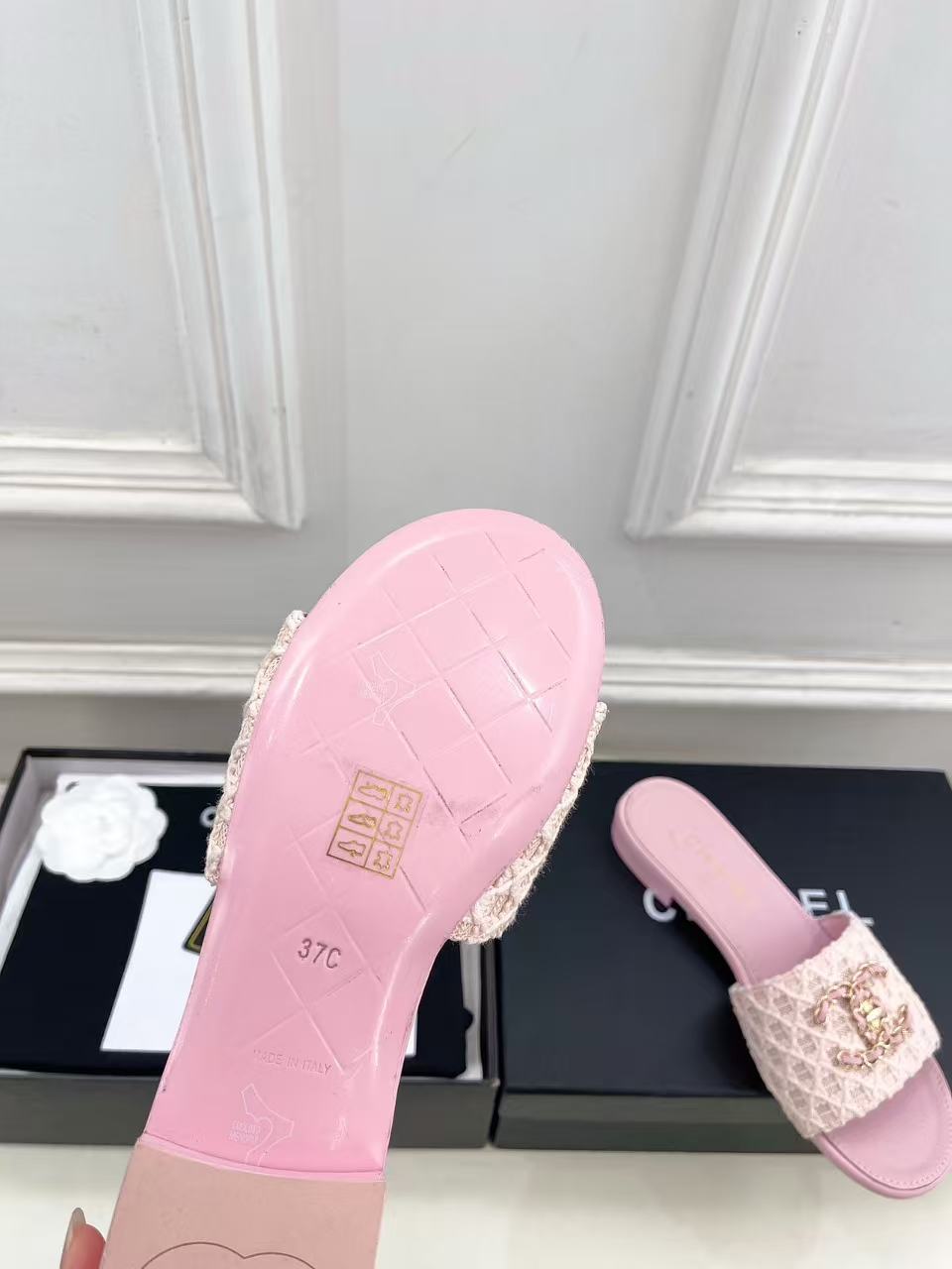 CHANE1 高品質ダブルCチェーンニットフラットシューズ【50％割引+送料無料】