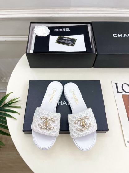 CHANE1 高品質ダブルCチェーンニットフラットシューズ【50％割引+送料無料】