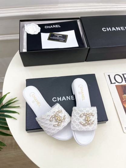 CHANE1 高品質ダブルCチェーンニットフラットシューズ【50％割引+送料無料】