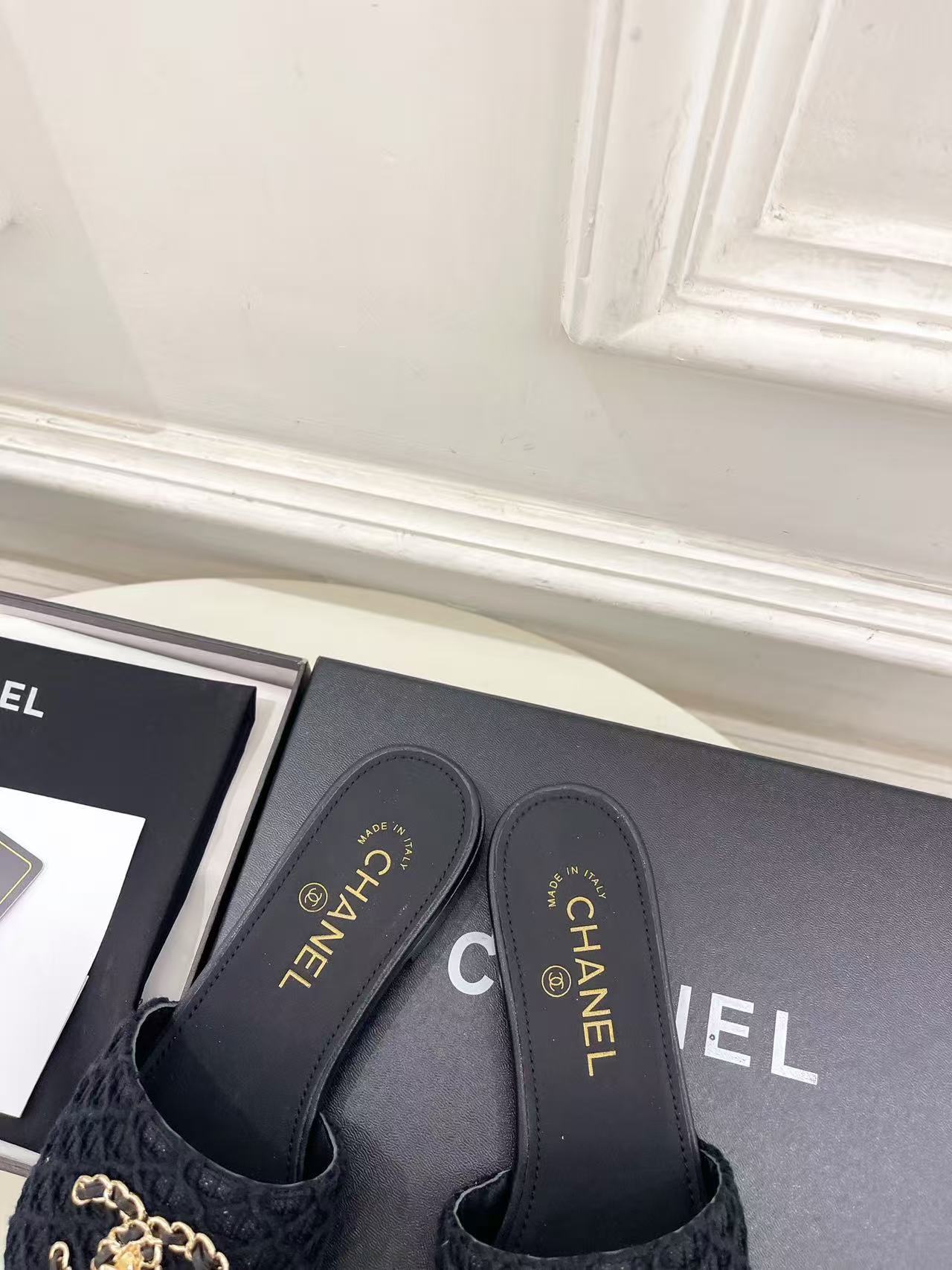 CHANE1 高品質ダブルCチェーンニットフラットシューズ【50％割引+送料無料】