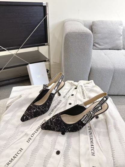 DI0R高品質の刺繍リボン付きハイヒール／フラットシューズ【50％割引+送料無料】