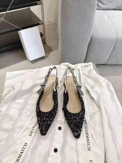 DI0R高品質の刺繍リボン付きハイヒール／フラットシューズ【50％割引+送料無料】