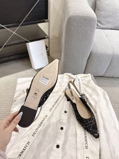 DI0R高品質の刺繍リボン付きハイヒール／フラットシューズ【50％割引+送料無料】