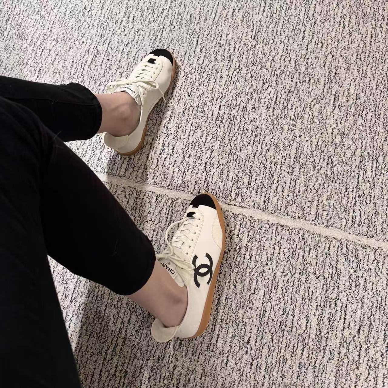 CHANE1 高品質ダブルC ブラック＆ホワイトパンダシューズ【50％割引+送料無料】