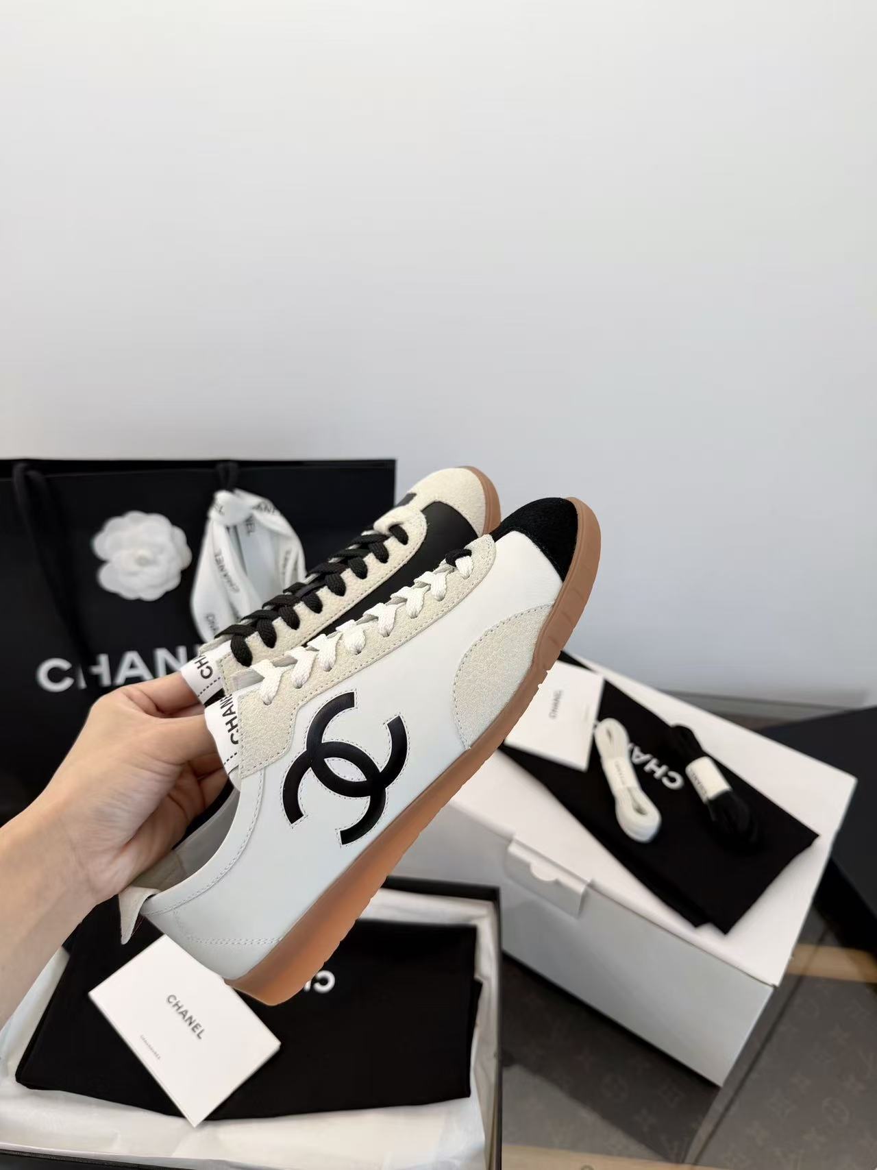 CHANE1 高品質ダブルC ブラック＆ホワイトパンダシューズ【50％割引+送料無料】