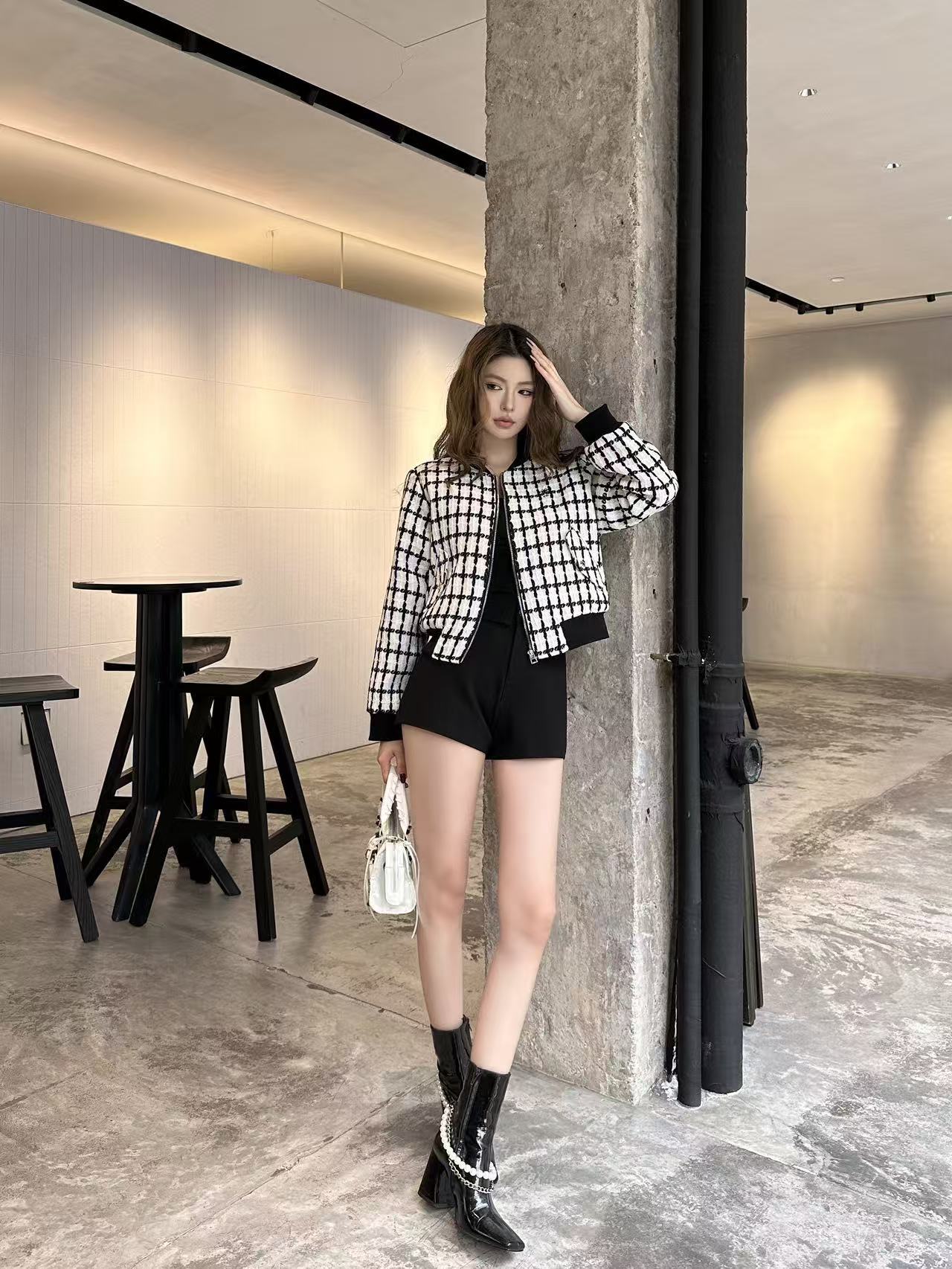 DI0Rチェック柄のジップアップジャケット【50％割引+送料無料】