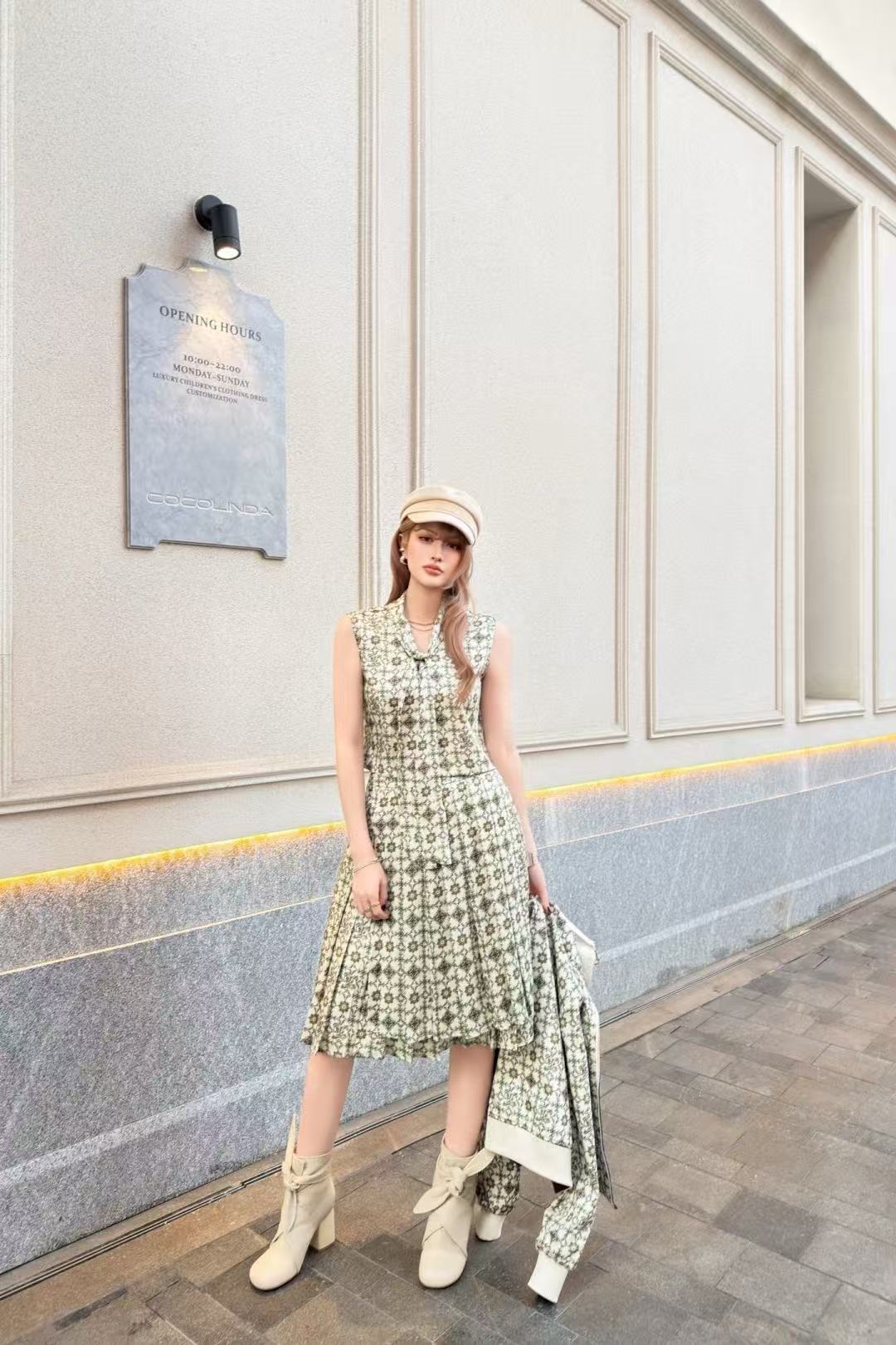 LVプリント柄のベストとスカートのツーピースセット【50％割引+送料無料】