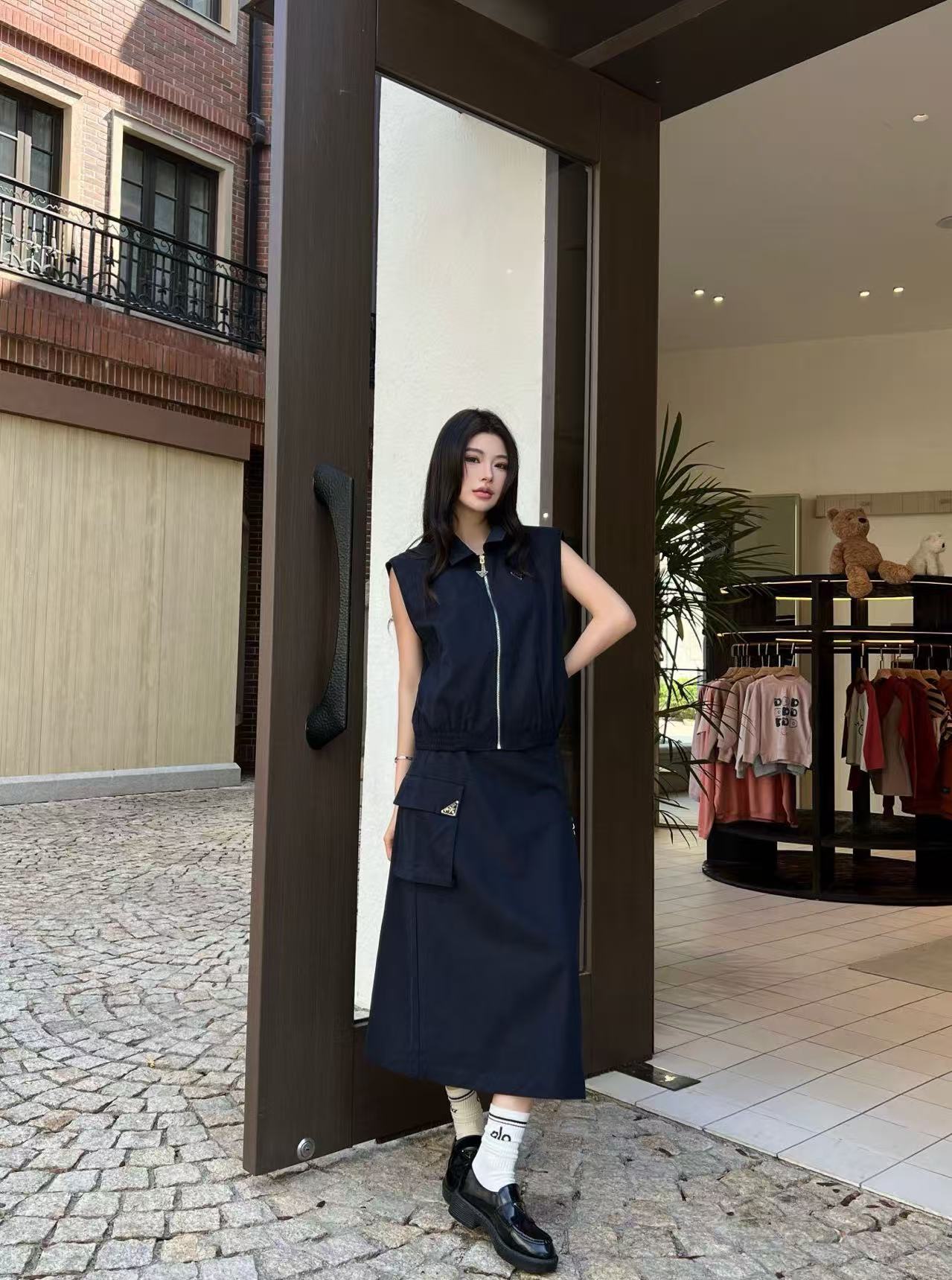 PR4DA ジッパーベスト＋スカート ツーピースセット【50％割引+送料無料】