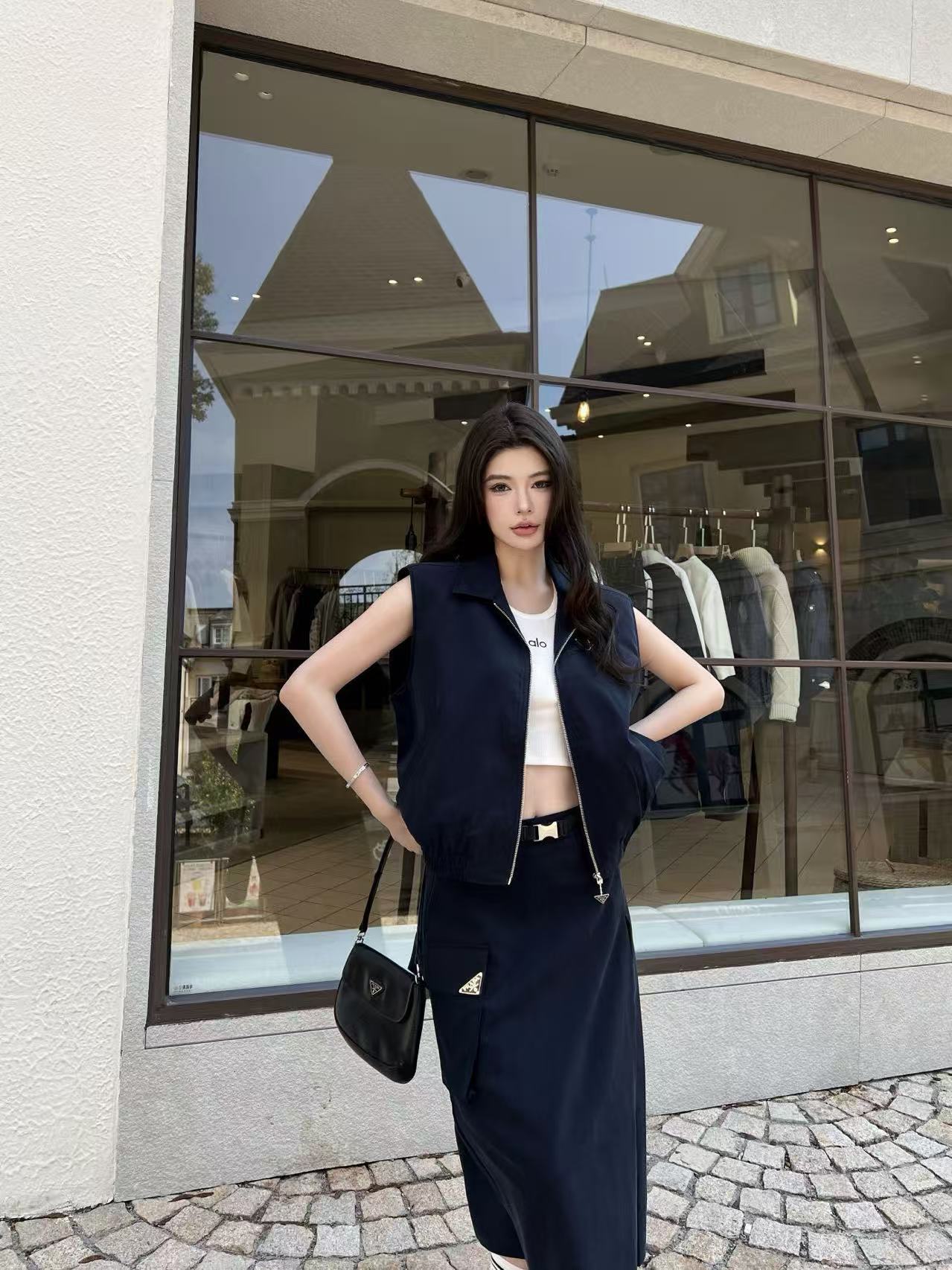 PR4DA ジッパーベスト＋スカート ツーピースセット【50％割引+送料無料】