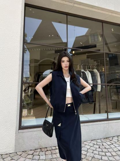 PR4DA ジッパーベスト＋スカート ツーピースセット【50％割引+送料無料】