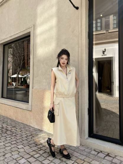 PR4DA ジッパーベスト＋スカート ツーピースセット【50％割引+送料無料】