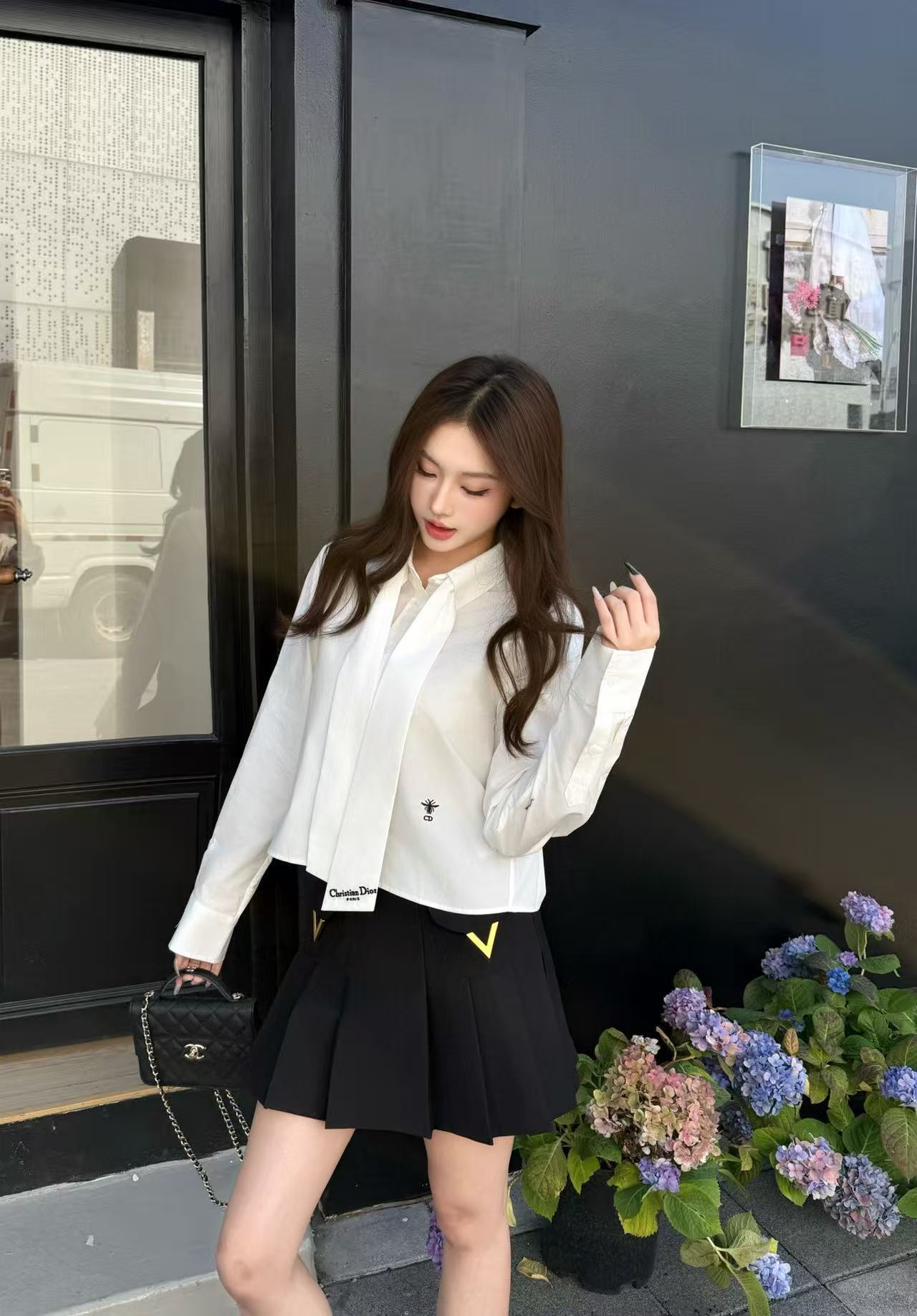 DI0R刺繍入りレターシャツ【50％割引+送料無料】