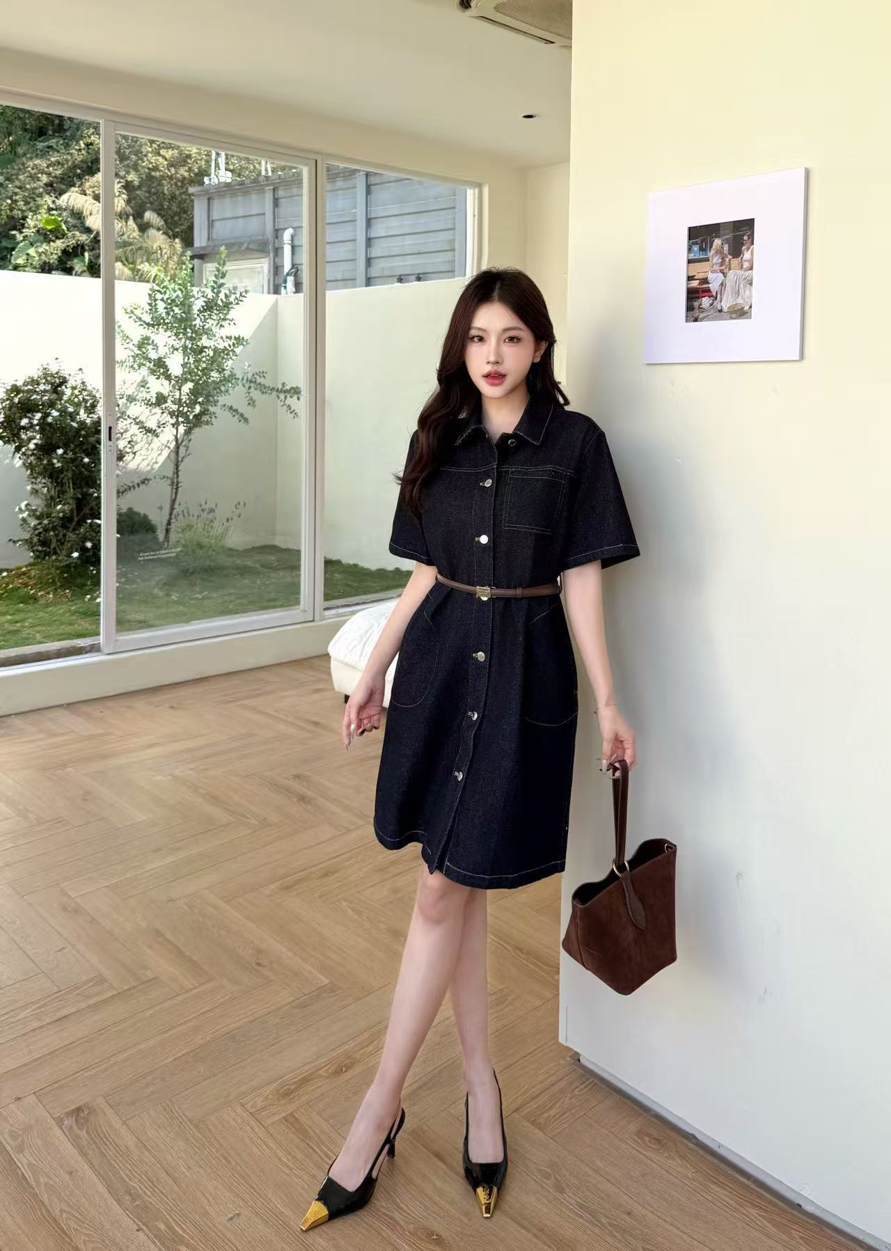 PR4DA トライアングルウエストベルト デニムドレス【50％割引+送料無料】