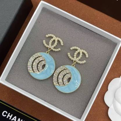 CHANE1 ダブルCダイヤモンド ブルースタッドピアス【50％割引+送料無料】