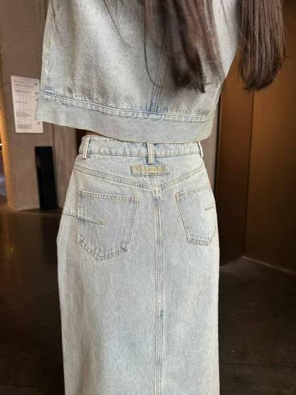 DIOR上質デニム ベスト＆スカート 2点セット【50％割引+送料無料】