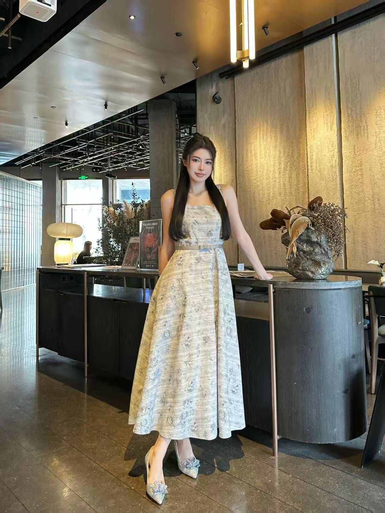 DI0R高品質プリントのストラップドレス【50％割引+送料無料】