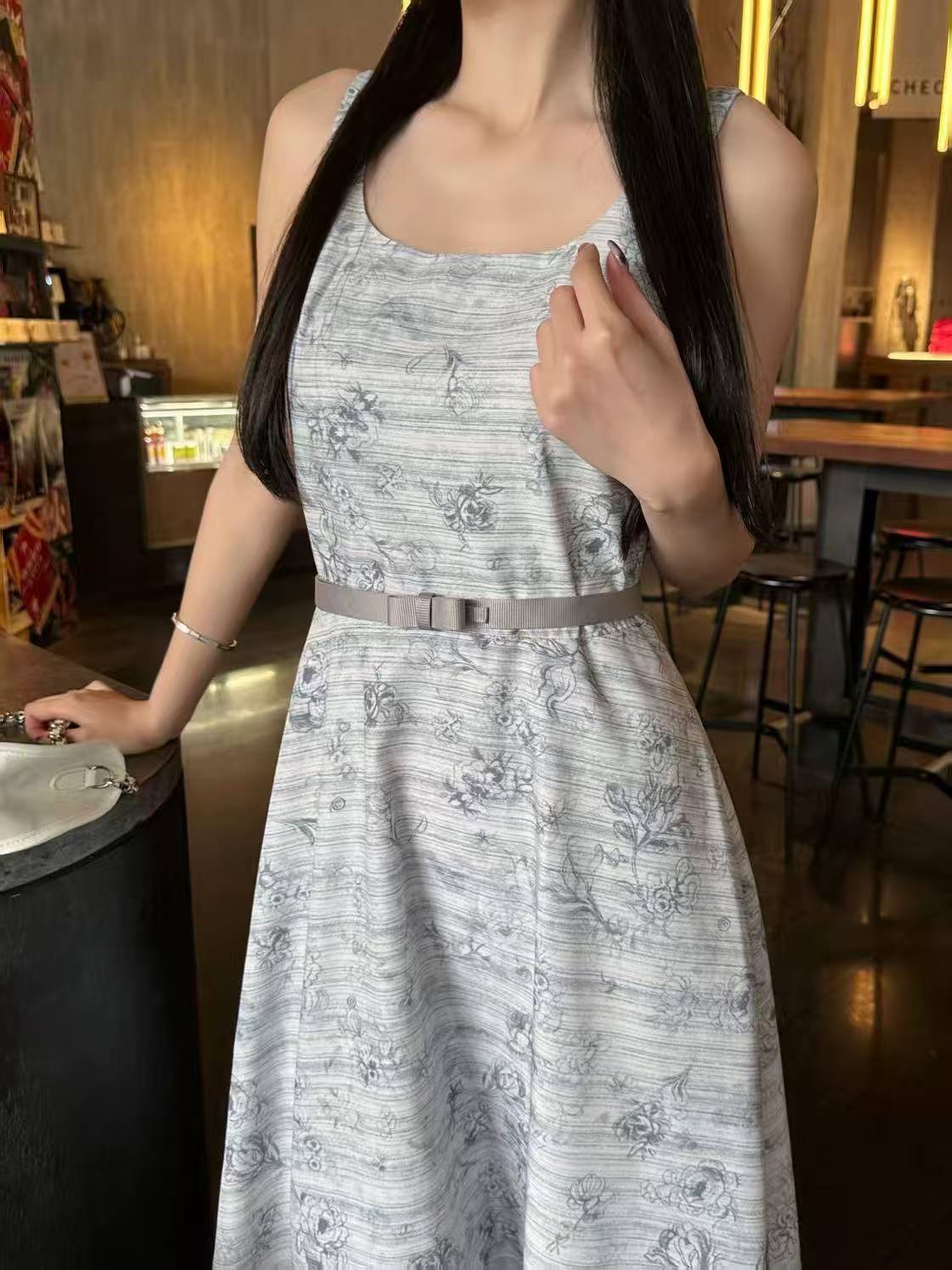 DI0R高品質プリントのストラップドレス【50％割引+送料無料】