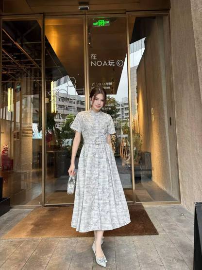 DIOR 高品質プリント半袖ワンピース【50％割引+送料無料】