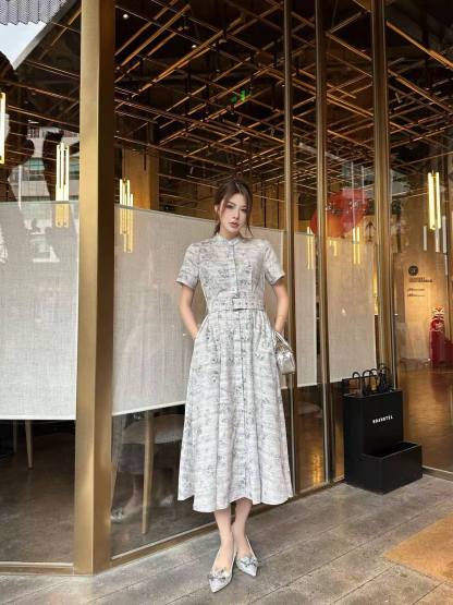 DIOR 高品質プリント半袖ワンピース【50％割引+送料無料】