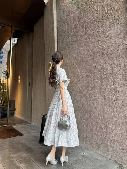 DIOR 高品質プリント半袖ワンピース【50％割引+送料無料】