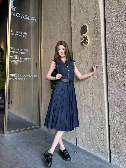 PR4DA 高品質レースVネック デニムワンピース【50％割引+送料無料】