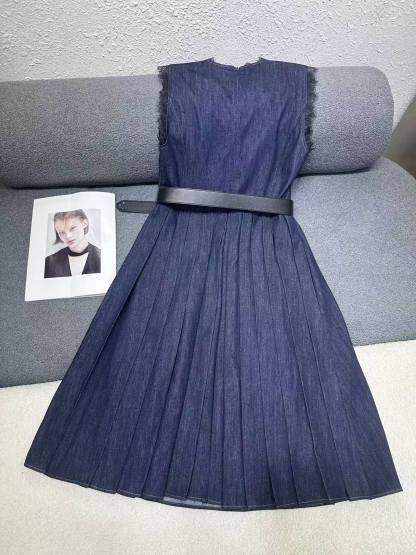 PR4DA 高品質レースVネック デニムワンピース【50％割引+送料無料】